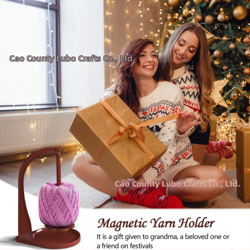 Drevený otáčavý stojan na priadzu s odnímateľnou podstavou v tvare kvetu — 3 vrstvy, stolný organizér na pletenie a tkanie