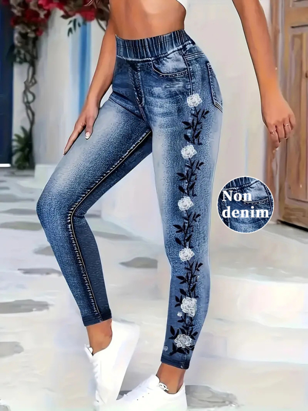 Pantaloni lungi cu imprimeu, pentru modelarea corpului, Milk Silk, 90–95% poliester, greutate medie 161–180 g/m², cod WC01JL20250722K1