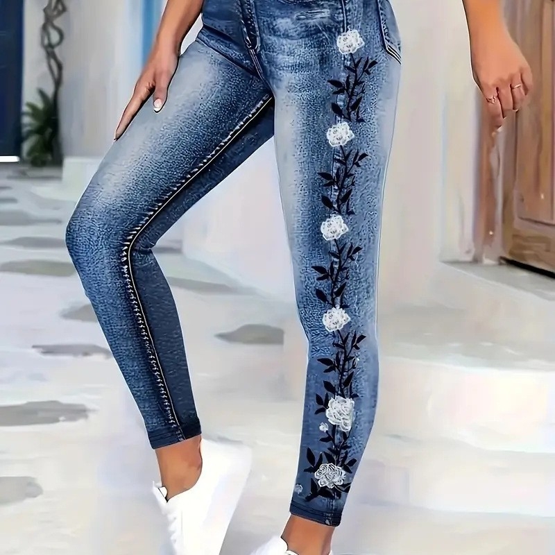 Pantaloni lungi cu imprimeu, pentru modelarea corpului, Milk Silk, 90–95% poliester, greutate medie 161–180 g/m², cod WC01JL20250722K1