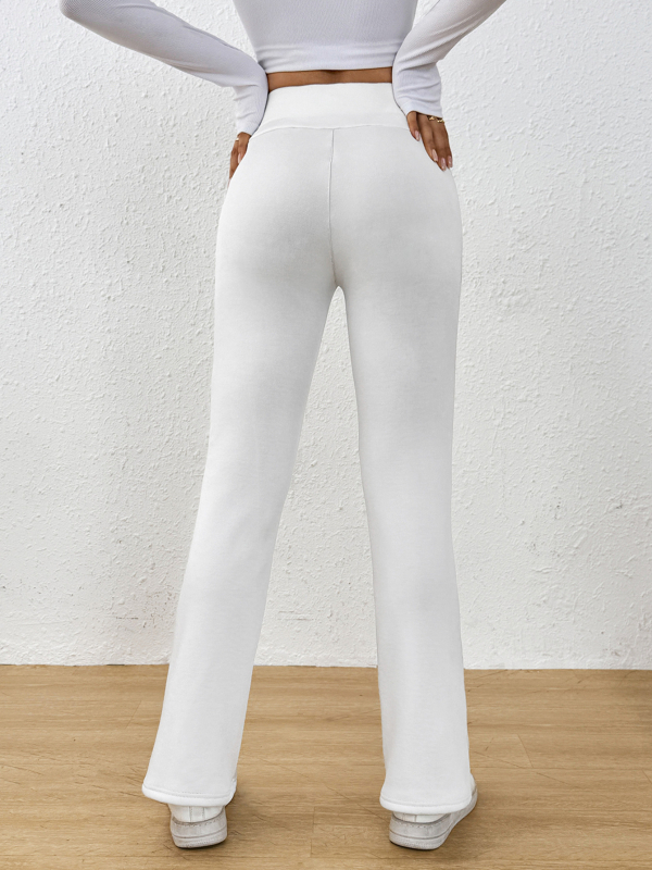 Sieviešu harangveida bikses ar augstu jostu, bieza fleec, garas, poliestera/elastāna maisījums