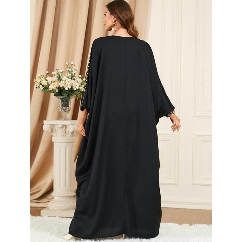 Rochie de mireasă brodată, mâneci batwing, lungă, croială elegantă | Material: nylon 100%