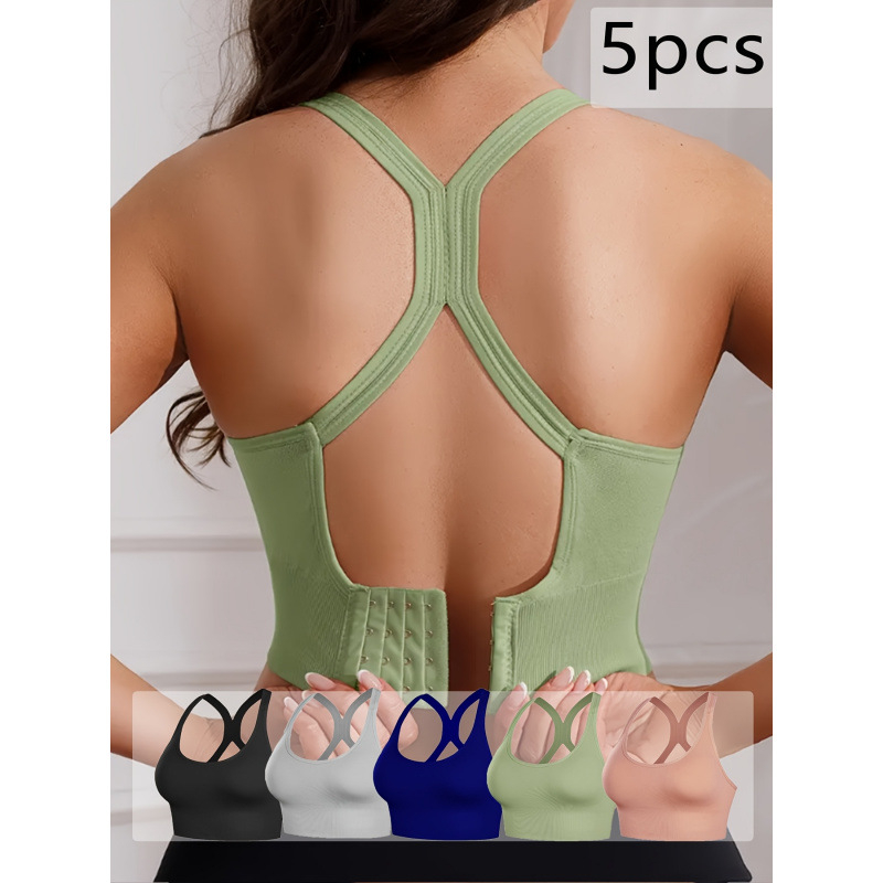 Moterų sportinė liemenėlė su nugaros dizainu, išimamomis pagalvėlėmis, kvėpuojanti ir plieno žiedas