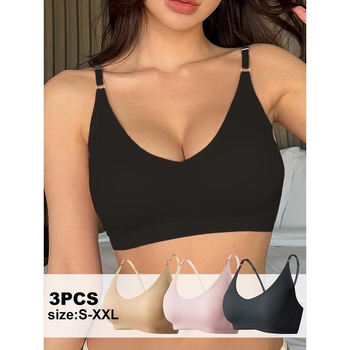 Σετ σουτιέν 3 τεμαχίων χωρίς ραφές και χωρίς μπράτσο, με τρίγωνες κάψες, με μεσαία διαμόρφωση καψών, επένδυση από spandex