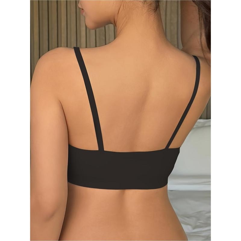 3 dalių liemenėlės komplektas be siūlių belaidis su trikampio taurėmis, vidutiniškai formuoti taurės, spandekso įdaila