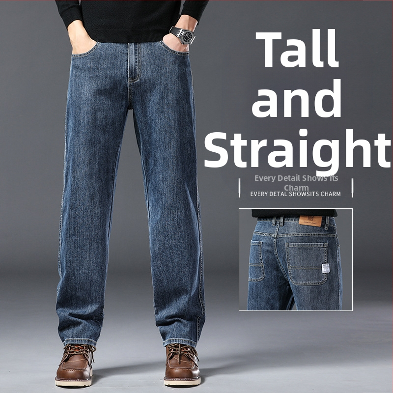 Pánske džínsy — rovný strih, stredný pás, bavlneno-polyesterová zmes 66,2% bavlna, 32,3% polyester, 1,5% elastan; zips, viaceré vrecká, dlhé nohavice