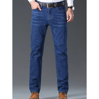 Мъжки дънки - прав крак, свободна кройка, подплатени с флис, измит деним, леко разтягане, закопчаване с връзки, четирисезонни