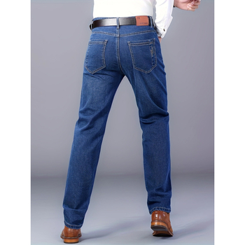 Мъжки дънки - прав крак, свободна кройка, подплатени с флис, измит деним, леко разтягане, закопчаване с връзки, четирисезонни