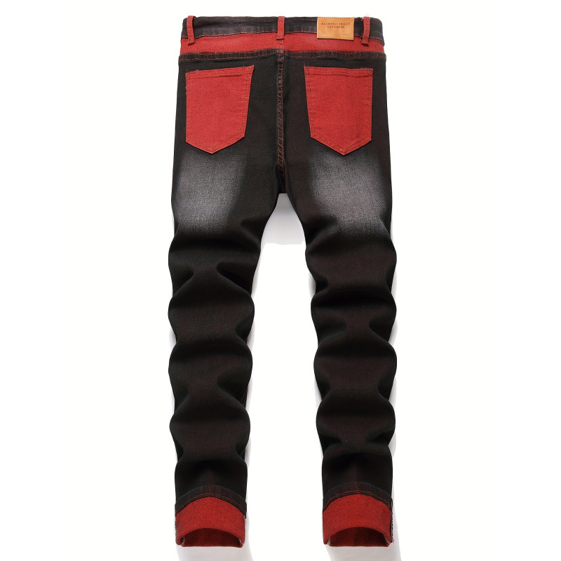 Jeans deteriorați, Slim Fit, talie medie-înaltă, croială dreaptă, cu căptușeală fleece