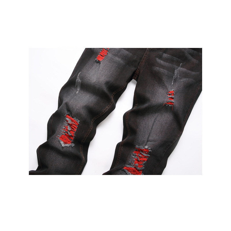 Jeans deteriorați, Slim Fit, talie medie-înaltă, croială dreaptă, cu căptușeală fleece