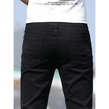 Дънки - Лайт бизнес стил, дънки с прави крачета, свободна кройка, подплатени флисом, двойна талия, закопчаване с връзка