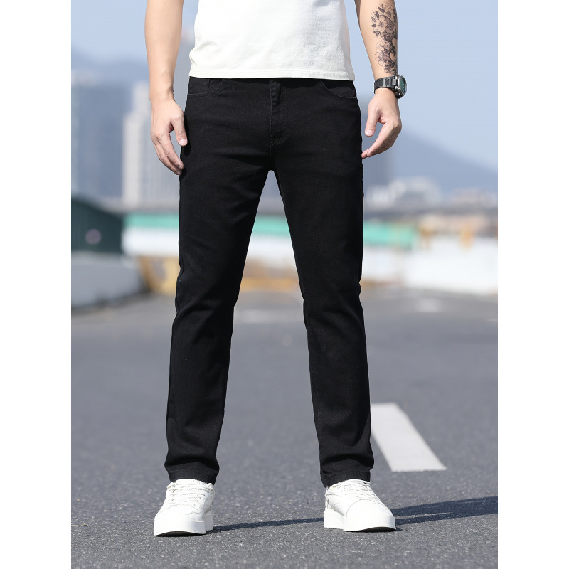 Džinsai – Lengvas verslo stilius, tiesūs kojos, laisvas kirpimas, fleece įdėklas, dviguba juosta, raišteliu užraktas