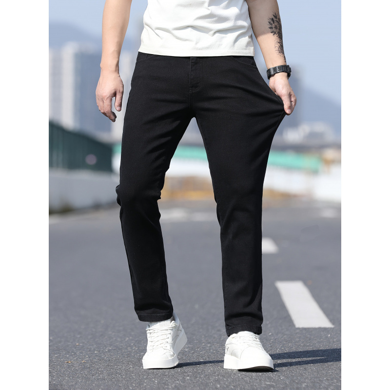 Džinsai – Lengvas verslo stilius, tiesūs kojos, laisvas kirpimas, fleece įdėklas, dviguba juosta, raišteliu užraktas