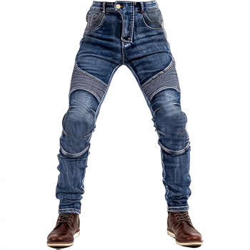 Мъжки дънки, слим фит, деним, средна талия, с цип