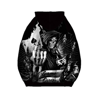 Мъжки суитшърт с качулка, 3D дигитален принт, ципово закопчаване, полиестер 95% плат, джоб-патч, подходящ за пролетно–есенния сезон