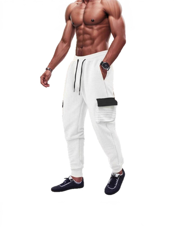 Set bărbătesc din tricot tip waffle cu guler înalt, pulover cu mânecă lungă și pantaloni lungi, poliester, toamnă 2025