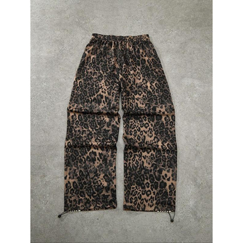 Ανδρικά lounge παντελόνια με λεοπάρ τύπωμα και αντίθεση ραφής, άνοιξη, 100% κύριο ύλικό, premium αίσθηση