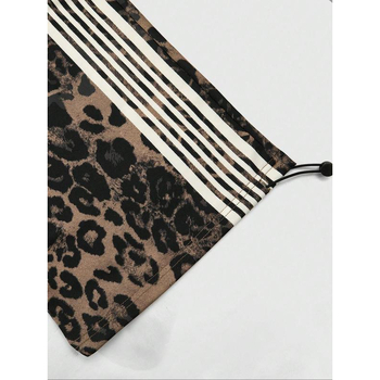 Ανδρικά lounge παντελόνια με λεοπάρ τύπωμα και αντίθεση ραφής, άνοιξη, 100% κύριο ύλικό, premium αίσθηση