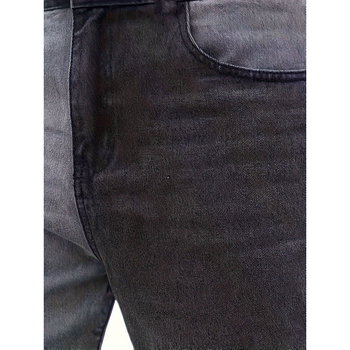 Мъжки дънки с блоков дизайн, леко опънат плат, подплатени с флийс, двойна талия, закопчаване с връзки