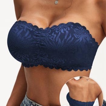 Bez plecu siksnām danteles krūšturis-camis – bezvadu, 3/4 kauss, plāna veidota kupra, Push-Up, Nilon