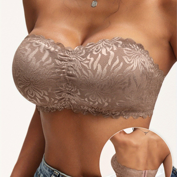 Δαντελένιο στράπλες σουτιέν-κάμιζολ – χωρίς τιράντες, ασύρματο, 3/4 чашка, λεπτή μορφοποιημένη чашка, Push-Up, Νάιλον