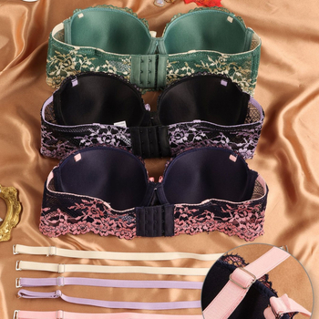 Γυναικείο σουτιέν με κέντημα λουλουδιών, λεπτή επένδυση, αποσπώμενες τιράντες, κύπελλα 3/4, λεπτά μορφοποιημένα κύπελλα, πίσω κούμπωμα με διπλό σειρα