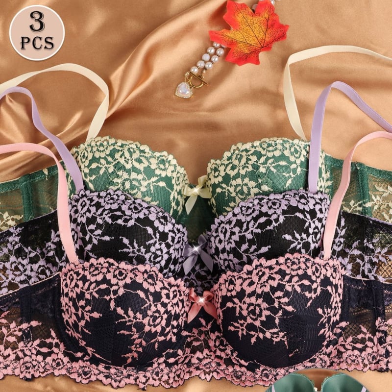 Γυναικείο σουτιέν με κέντημα λουλουδιών, λεπτή επένδυση, αποσπώμενες τιράντες, κύπελλα 3/4, λεπτά μορφοποιημένα κύπελλα, πίσω κούμπωμα με διπλό σειρα
