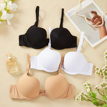 Σουτιέν push-up με πλευρική σύσφιξη, αποσπώμενες διπλές τιράντες, cups τύπου 3/4 από αφρώδη επένδυση, κύριο ύφασμα νάιλον, επένδυση σπαντέξ, πίσω κούμπωμα με δύο σειρές.