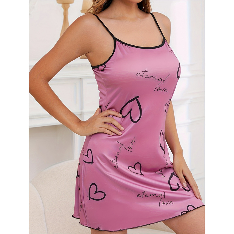 Miego suknelė iš Sea Island Silk su širdies formos gėlių spaudu, permatomas pastoralinio stiliaus, apvalus kaklo su volano apdaila, itin plonas audinys