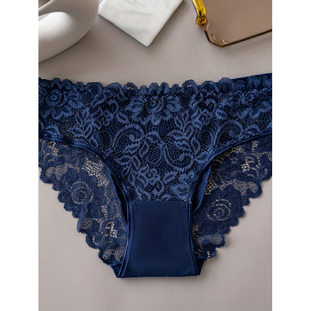 Γυναικείο εσώρουχο με δαντελένια λεπτομέρεια, αναπνεόμενο, μεσαίας μέσης, μονόχρωμο, 90% νάιλον, 10% ελαστάν