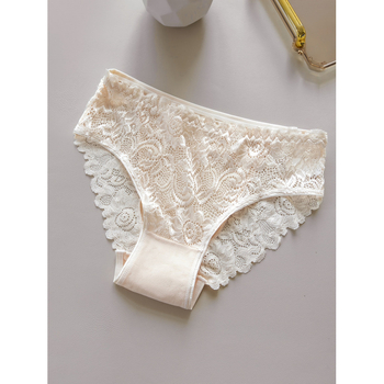 Γυναικείο εσώρουχο με δαντελένια λεπτομέρεια, αναπνεόμενο, μεσαίας μέσης, μονόχρωμο, 90% νάιλον, 10% ελαστάν