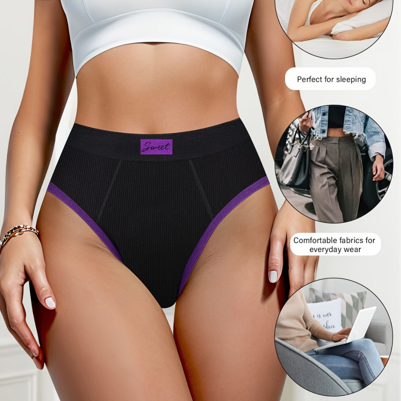 Chiloți femei triunghi, talie înaltă, ridicare fesă, control abdomen, fără cusături, nailon/spandex