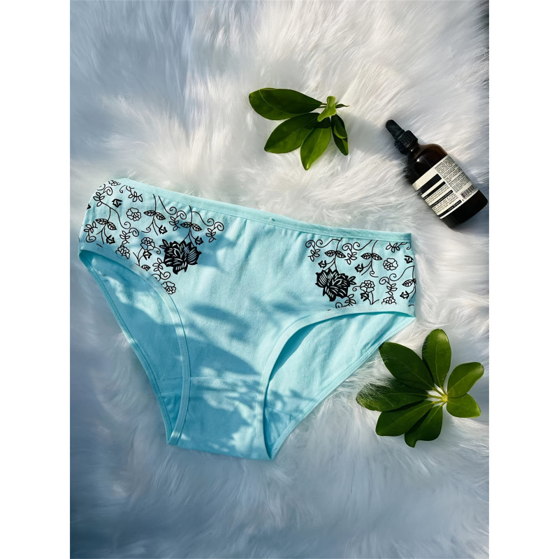 Chiloți femei cu imprimeu 3D, talie joasă, exterior fleece, 100% poliester