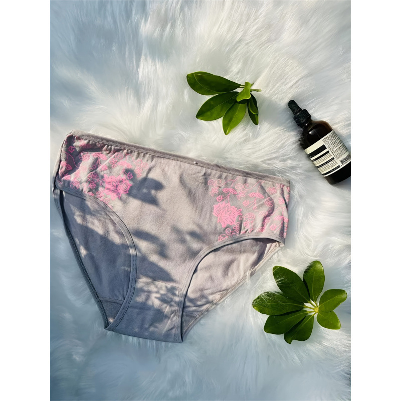 Chiloți femei cu imprimeu 3D, talie joasă, exterior fleece, 100% poliester