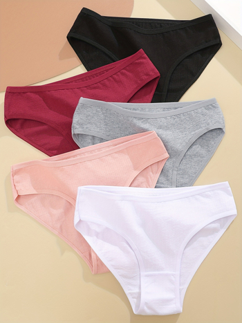 5 gab. sieviešu zemā vidukļa biksītes, elpojošas un ādai draudzīgas – Mercerizēta kokvilna 95% / elastāns 5%