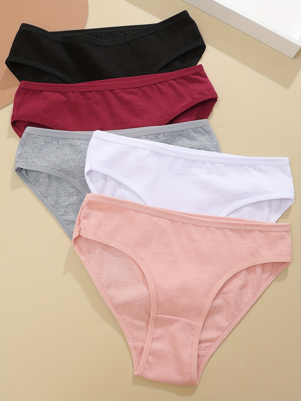 5 gab. sieviešu zemā vidukļa biksītes, elpojošas un ādai draudzīgas – Mercerizēta kokvilna 95% / elastāns 5%