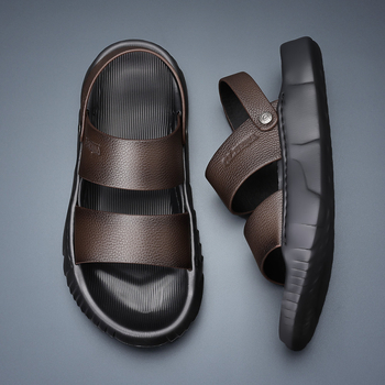 Sandale pentru bărbați cu partea superioară din piele de vițel, talpă din spumă, respirante, impermeabile și antiderapante.