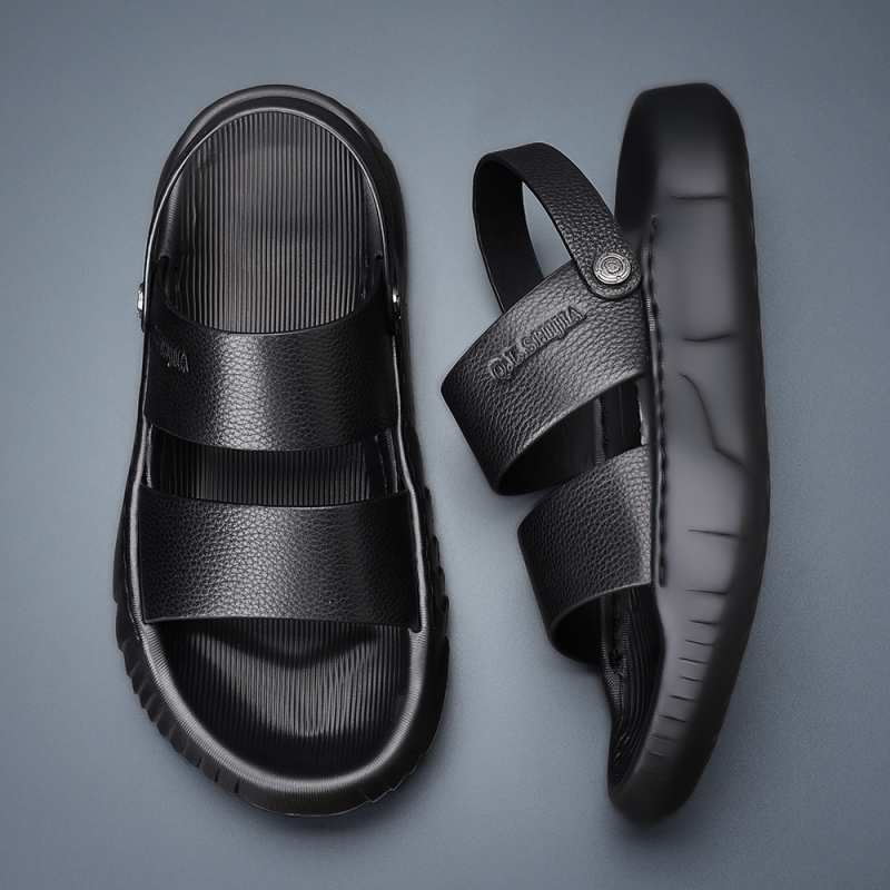 Sandale pentru bărbați cu partea superioară din piele de vițel, talpă din spumă, respirante, impermeabile și antiderapante.