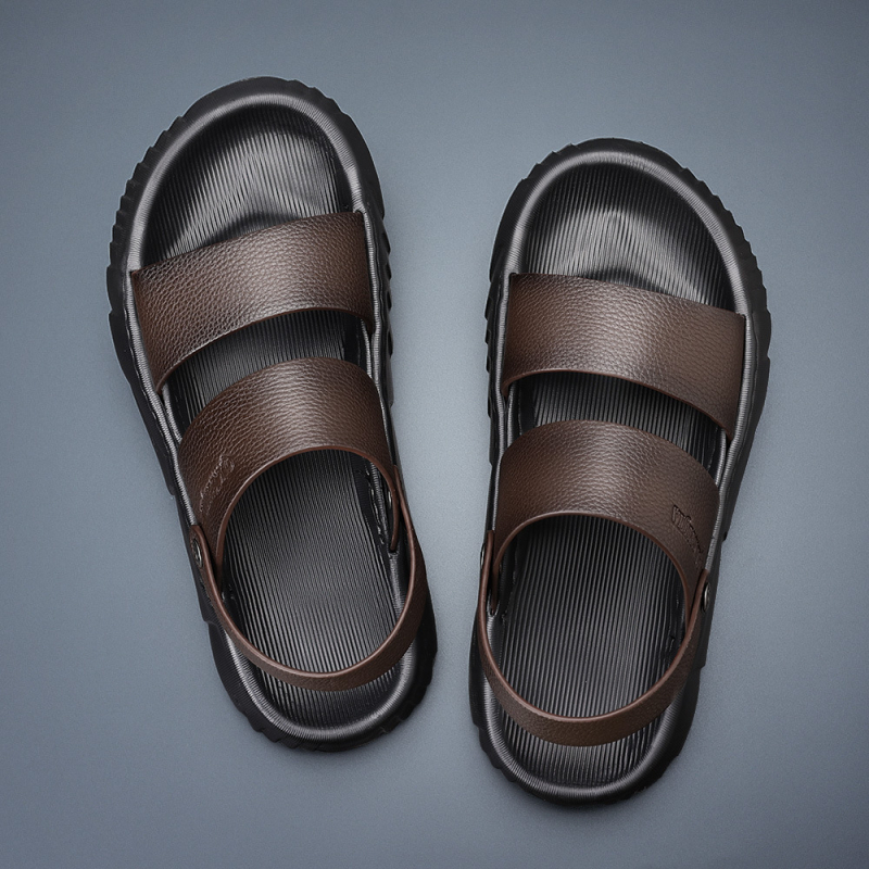 Sandale pentru bărbați cu partea superioară din piele de vițel, talpă din spumă, respirante, impermeabile și antiderapante.