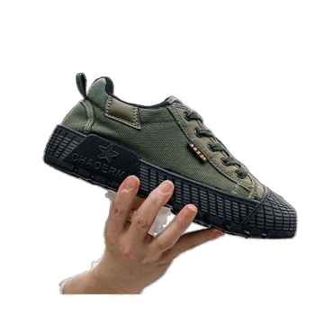 Unisex καμβάς εργασιακά παπούτσια με λαστιχένια σόλα, διαπνέοντα και ανθεκτικά, μεσαίου ύψους, σχήμα δαχτύλου χερίνγκμπον