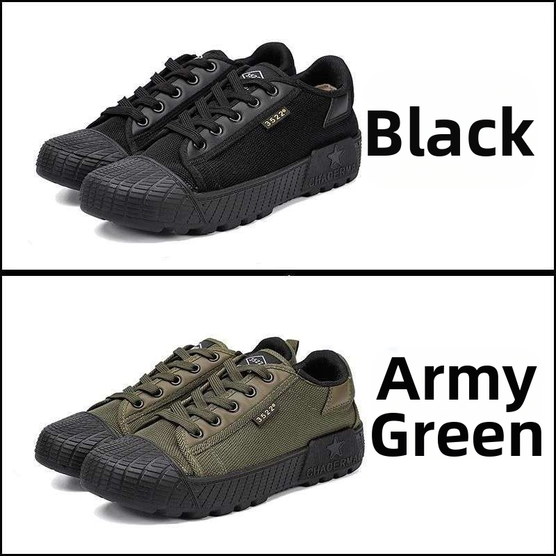 Unisex canvasová pracovná obuv s gumovou podrážkou, priedušná a odolná, stredná výška, tvar špičky herringbone