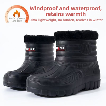 Ανδρικά χειμερινά μποτάκια χιονιού με EVA επάνω μέρος, EVA αφρός σόλα, στρογγυλή μύτη, χαμηλό τακούνι (1–3 cm)