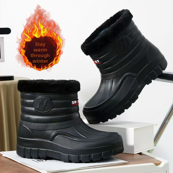 Ανδρικά χειμερινά μποτάκια χιονιού με EVA επάνω μέρος, EVA αφρός σόλα, στρογγυλή μύτη, χαμηλό τακούνι (1–3 cm)