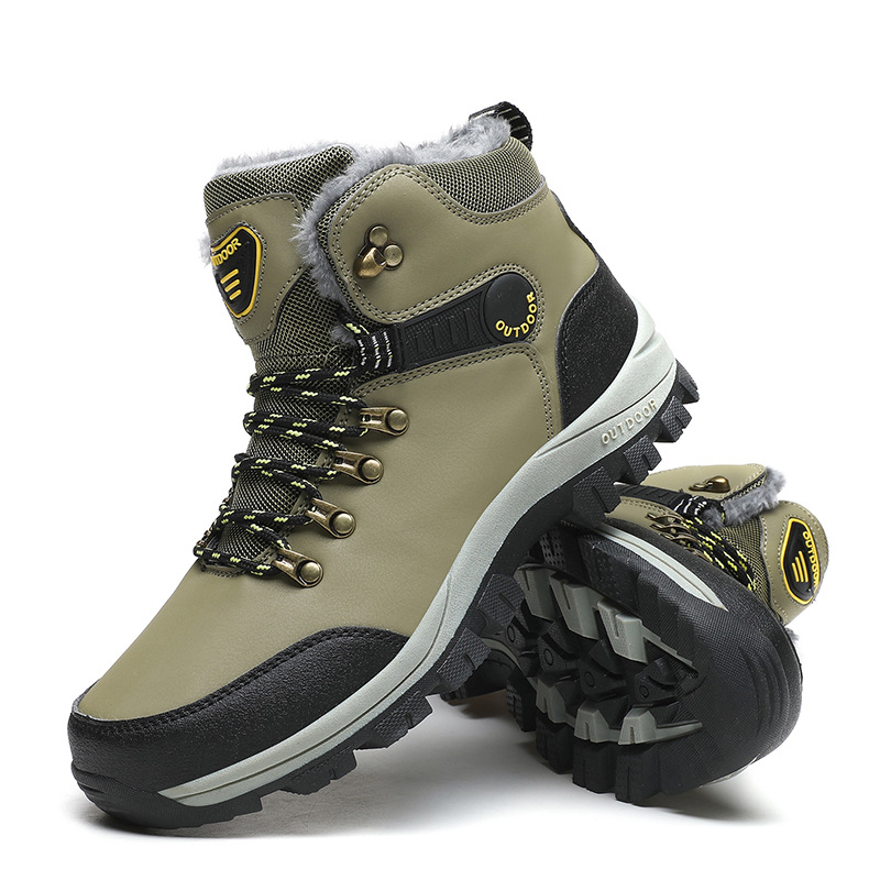 Χειμωνιάτικα ορειβατικά μποτάκια εξωτερικού χώρου με επένδυση, υψηλό άνω μέρος, τεχνητό PU πάνω, ανθεκτική καουτσούκ σόλα, μποτάκια χιονιού για ορεινές διαδρομές
