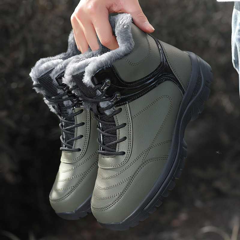 Botine de iarnă pentru femei, căptușite cu fleece, impermeabile – stil zilnic; partea de sus: fleece artificial; căptușeală: lână; talpă EVA; toc jos 0-1 cm