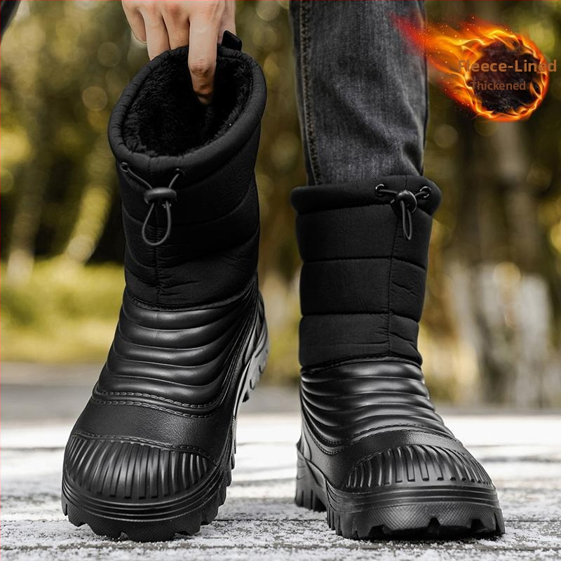 Manjiang Red zimné topánky na sneh s podšívkou z fleecu, PU vršok, protišmyková gumová podrážka, etnický štýl