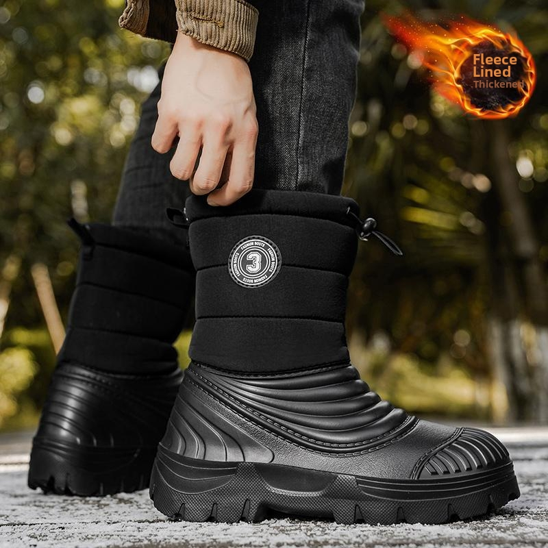 Manjiang Red zimné topánky na sneh s podšívkou z fleecu, PU vršok, protišmyková gumová podrážka, etnický štýl