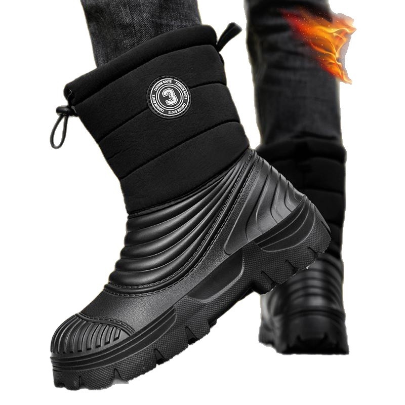 Manjiang Red Χειμερινά μποτάκια χιονιού με επένδυση φλίς, PU επάνω μέρος, αντιολισθητική σόλα από καουτσούκ, εθνοτικό στυλ