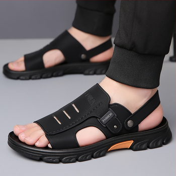 Vyriniai sandalai su atviraisiais pirštais, viršus iš super pluošto, padas iš gumos, kasdieniam stiliui, 2025 m. pavasaris