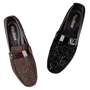 Ανδρικά δερμάτινα loafers - άνω μέρος από δέρμα δευτέρου στρώματος, τετράγωνη μύτη, επίπεδη φτέρνα, καουτσούκ εξωτερική σόλα, PU Πάτος, διαπνοή, Άνοιξη 2025