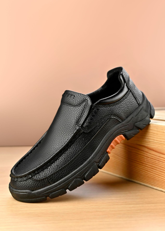 Vīriešu biznesa ādas kurpes - augšējā daļa: mākslīgā PU, zole: gumija, apaļš purns, plakana papēdis, vienkrāsains raksts